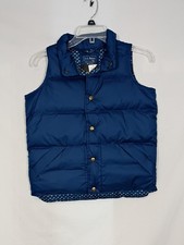 NWT LL Bean Girl  s Medium Puffer Vest Buttoned Down Field Colegt Blue Sleeveless