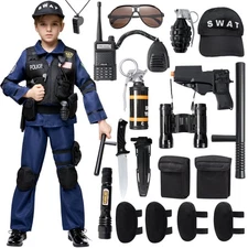 Kids Police SWAT Costume Set for Halloween, Role-Playing, Themed Parties
