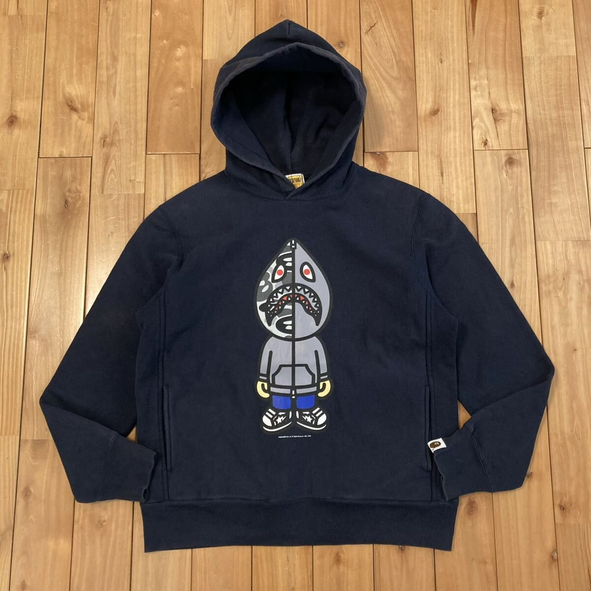 BAPE Shark Teriyaki Alien Pullover Hoodie Navy A Bathing Ape Size