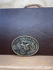Dirt Biking Belt Buckle Motorcycle Motocross Solid Brass Vtg 70s 80s BTS .NOX476