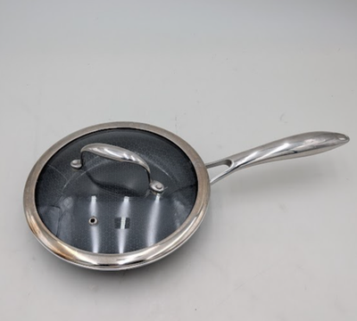 #ad HexClad 8quot; FRYING PAN with LID 8 Inch 8 Hybrid Non Stick Used $46.73