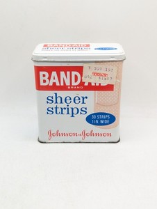 Vintage Johnson & Johnson Band-Aid Sheer Strips Hinged Tin Box 1980s