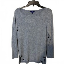 Apt. 9 Women's Soft Casual Chic Space Dye Blue Button Detail Sweater Size Small