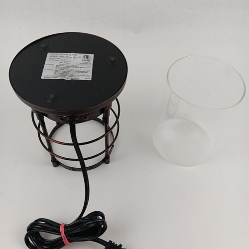 Industrial Cage Table Lamp Light Fixture Glass Shade Bronze EB-001 Rustic Decor - Picture 10 of 13