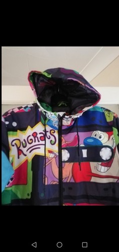 Members Only Nickelodeon Large Windbreaker Hooded Jacket - Rugrats Ren + Stimpy - Picture 3 of 9
