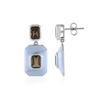 Cavill Ohrringe Damen Silber 925 Platiniert Rauchquarz 3,96Ct Elegant