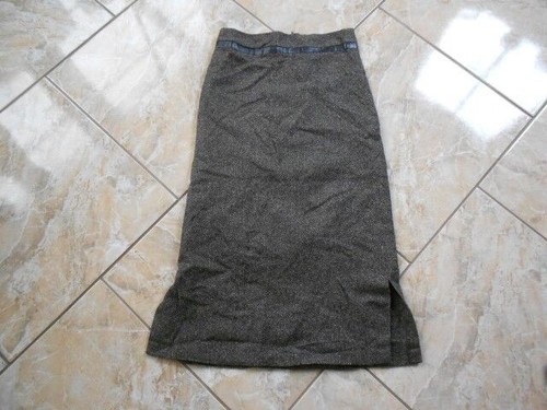 promod Maxi Woll Rock Leder 34 Brauntöne Creme meliert Sehr gut #D8828