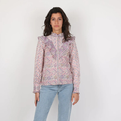 Sezane Blouse 6 Womens Multicolor Basic Button Business Floral Sea New York Gala
