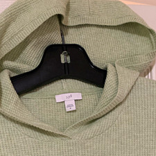 J. Jill Women s Green Solid Knit Hooded Pullover Hoodie Sweater, Size M
