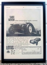 Framed Original Classic Car Ad For The First Lotus Seven From 1963 Framed Original Classic Car Ad For The First Lotus Seven From 1963