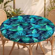 Round Tablecloth Waterproof Elastic Fitted Cover for 36-44 round Tables