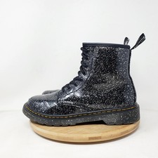Dr Martens 1460 Boots Women 5 Black Silver Glitter 8 Eye Lace Up Punk Docs EU 36