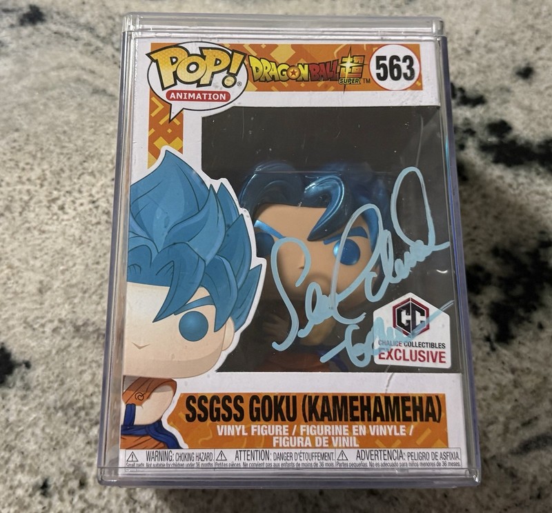 Funko Pop SSGSS Goku Kamehameha Chalice Exclusive Signed Sean Schemmel #563