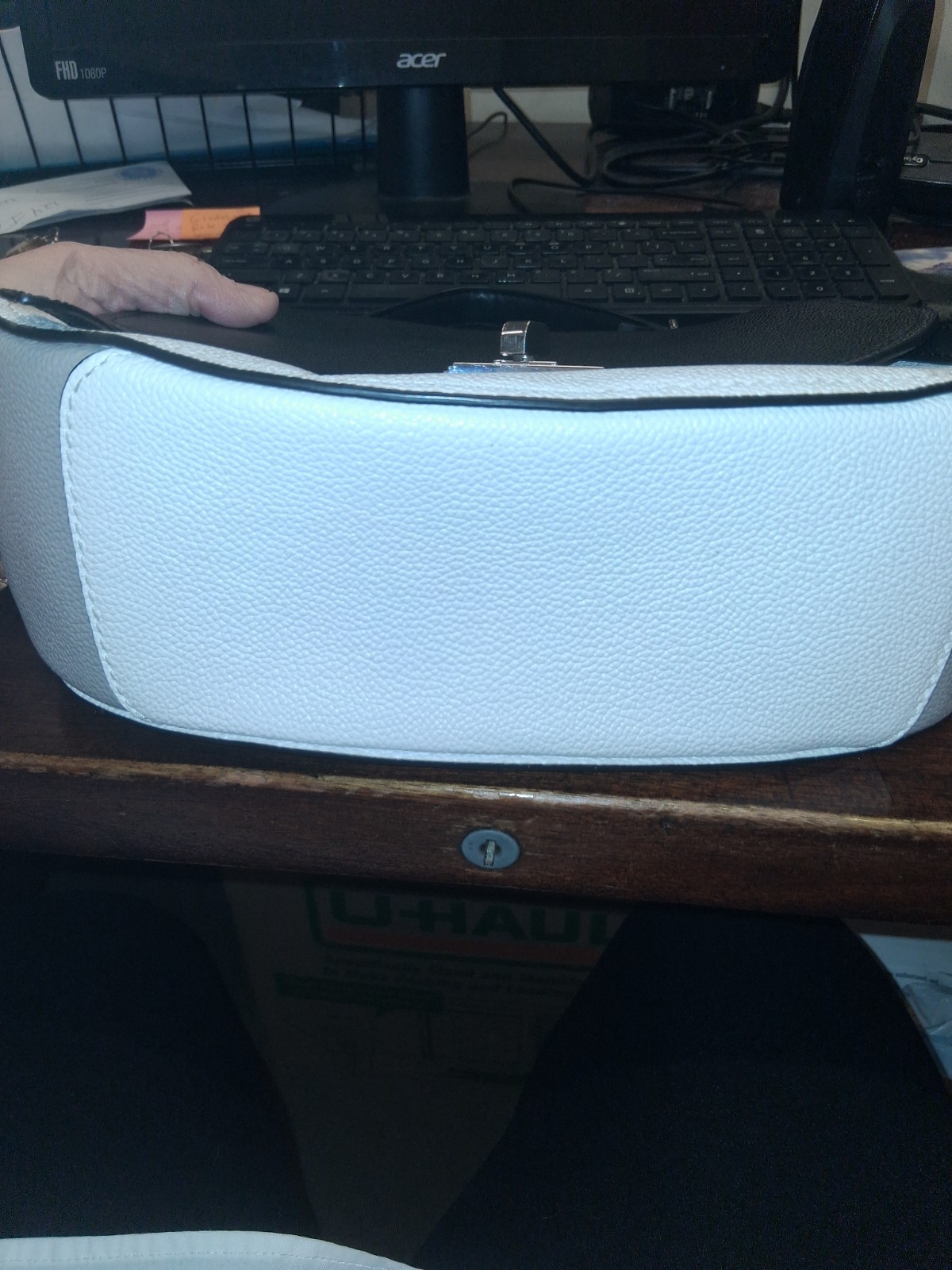 Michael Kors Womens Cassie White/Pale Grey/Leather Purse thumbnail 6