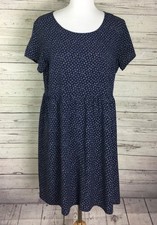 Old Navy Women's Blue White Floral Pleated Waist 100% Rayon Swing Dress Size L