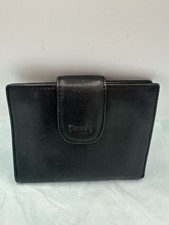 Rolfs Bifold Wallet Womens Black Gold Leather Kisslock Coin Purse Pouch Vintage