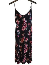 Hello Molly Black Midi Slip Dress with Pink Floral Print Size US 10