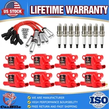 8xHigh Performance Ignition Coil+Spark Plug+Wire For Chevy GMC 5.3/6.2L V8 UF413