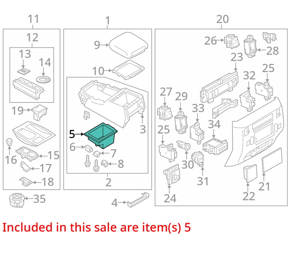 Se adapta a 18 19 20 INFINITI QX80 consola central marco panel con reposabrazos delantero negro OEM Foto 4 de 4