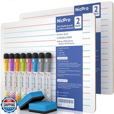 Nicpro Dry Erase Lap Board 9 x 12 inches 2 Pack Ruled Kid Double
