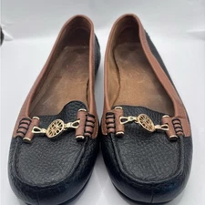 AEROSOLES Stitch N Turn Nuwlywed Women's 7.5 M Loafer Black Brown Leather Shoes