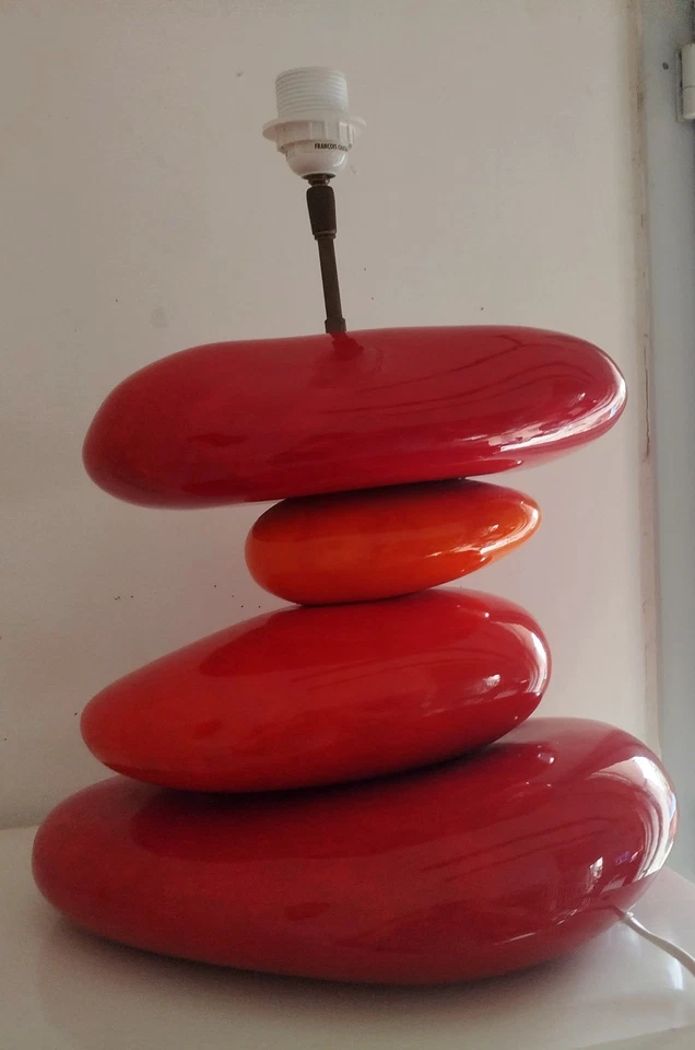 Grande Lampe Céramique design 1980's François Chatain – modèle galets – signée - Photo 4/4