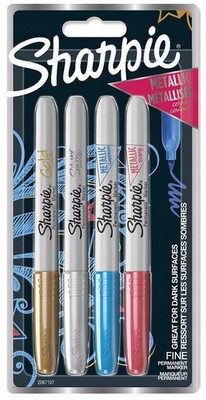 Sharpie Permanent Metallic Marker - Rot, Grün, Blau, Gold (4er Pack)