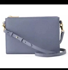 DAGNE DOVER Essentials Coated Canvas Clutch Wallet Crossbody Bag Ash Blue