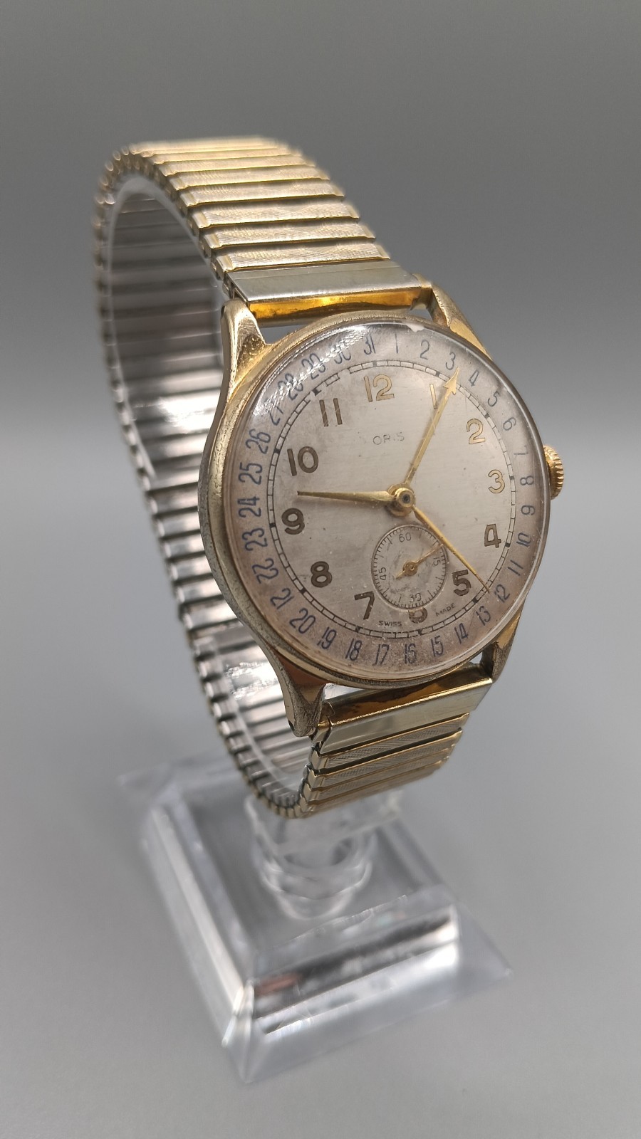 Vintage 1940s Oris Pointer Date Small Seconds Gol… - image 5