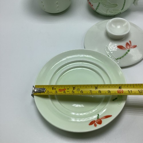 Teavana Porcelain InfuserTea Cup 10 oz Floating Lotus Infuser Cup Lid Saucer - Picture 9 of 11