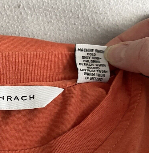 Bachrach Men's Shirt Sz L Orange Crew Neck Short Sleeve 100% Cotton Soft Comfy - Picture 6 of 8