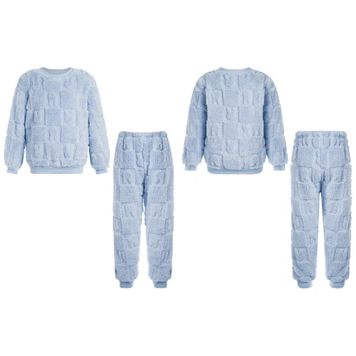 Kids Childrens Warm Fleece Pyjamas Set For Girls Boys Sleepwear 2 Pieces Sets - Bild 5 von 56