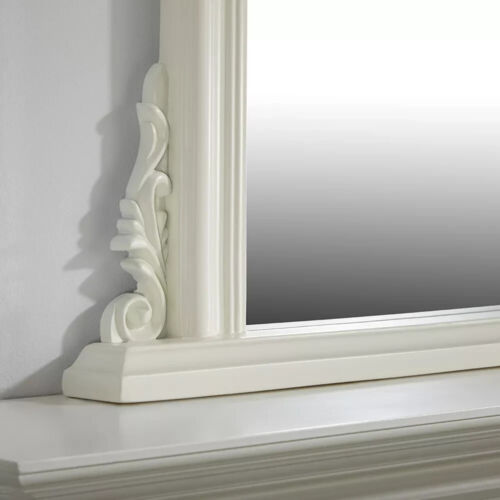 Overmantle Mirror Canterbury Arched Shape Antique Ivory Frame H86 x L88 x W6cm - Picture 2 of 4