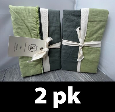 2pk Southern Living Simplicity DUO Fringe Reversible Pillow Sham Green King Sz