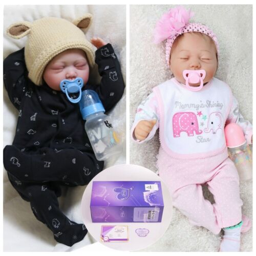 22" Real Lifelike Reborn Dolls Girl/Boy/Twins Vinyl Silicone Newborn Baby Doll