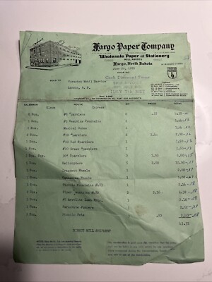 Gargo Paper Fargo Paper Company Vintage 1955 Invoice Botched Mobil Service North ...