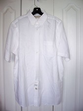  55 Large Textured White Regular Nordstrom COTTON Short Slv Pocket DRESS SHIRT