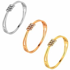 Fashion Women Crystal Rhinestone Stainless Steel Cuff Bangle Bracelet Jewelry