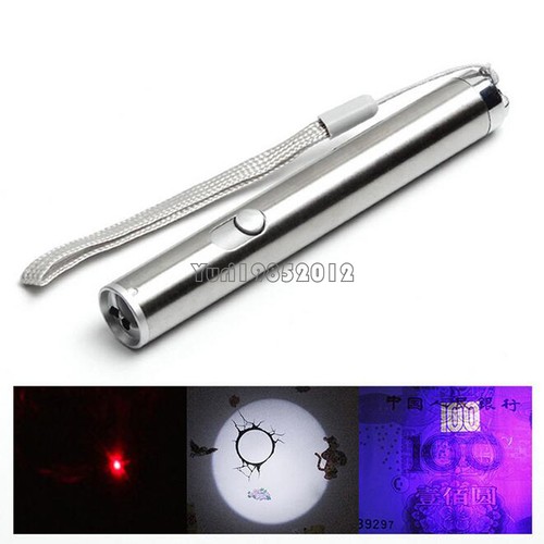 Puntero láser rojo 3 en 1 blanco 395nM UV mini linternas LED recargables USB - Imagen 9 de 10