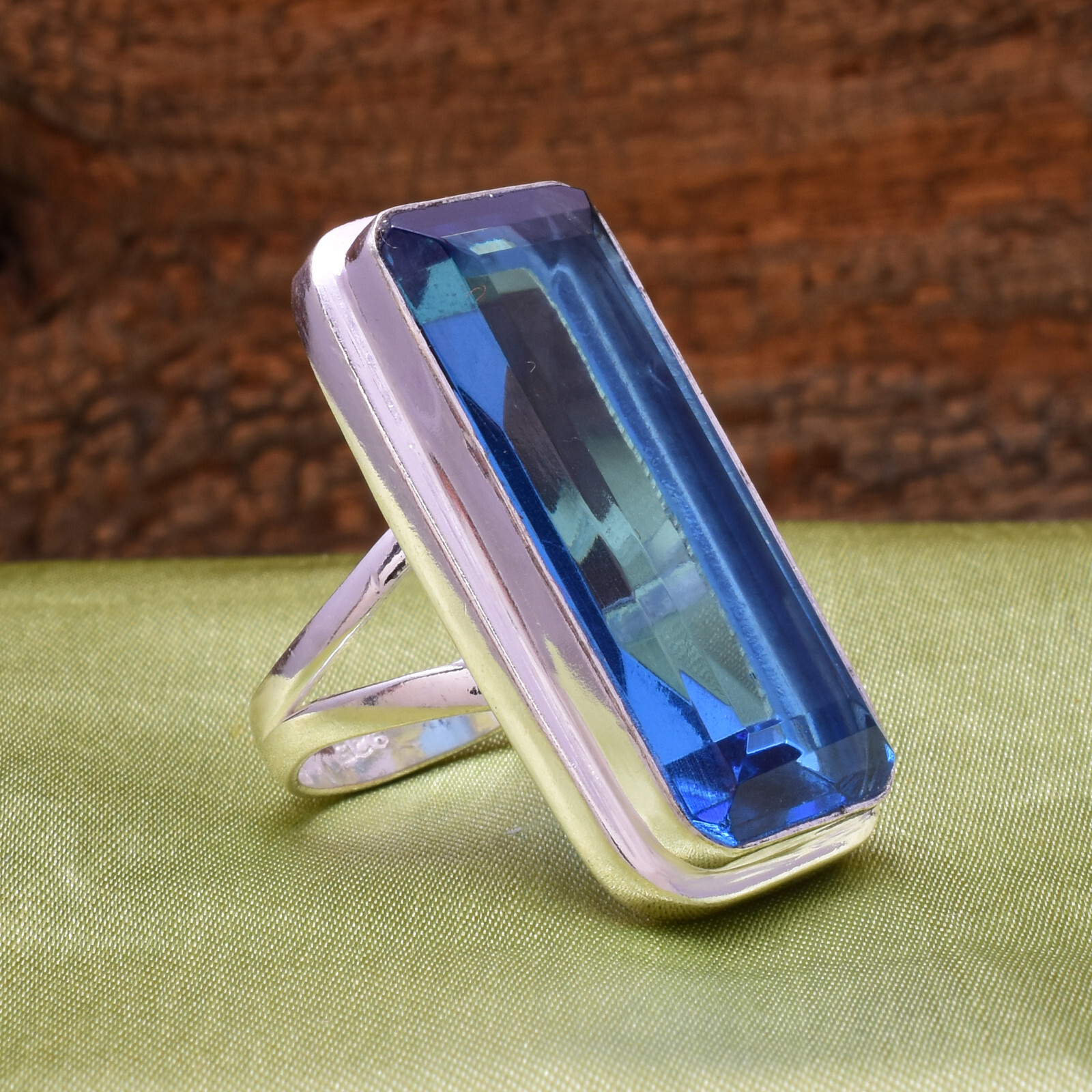 Handsome Blue Topaz Gemstone 925 Sterling Silver Handmade Ring All Size ...