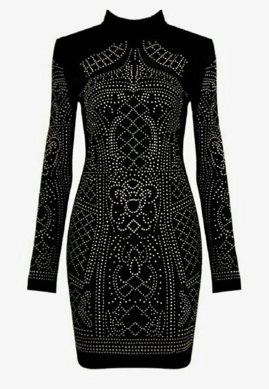 Long sleeve top studded dress