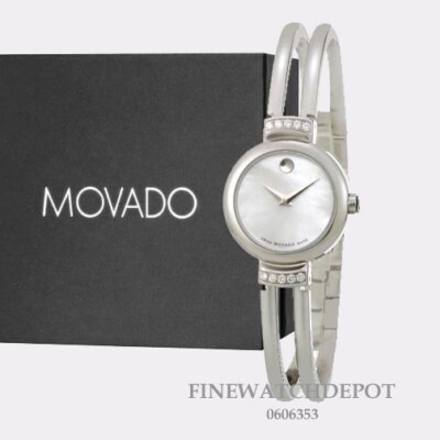 Authentic Movado Women's Harmony Swiss Bangle Strap Mother Of Pearl Dial 0606353