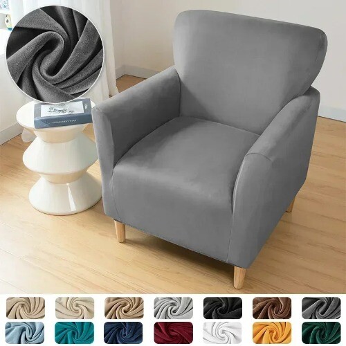 Einfarbiges Samt Clubsofa Elastisch Super Weich Clubsessel Bezug Einsitzer - Bild 30 von 49