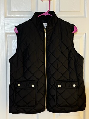 St Johns Bay Puffer Black Quilted Full Zip Vest Women's Size