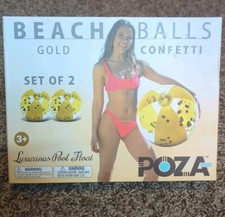 Gold POZA Inflatable Beach Confetti Luxurious Pool Float Balls 16"x16" Set of 2