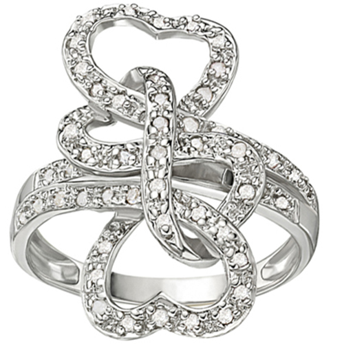 0.29 CTW GENUINE DIAMOND 18K WHITE GOLD OVER 925 STERLING SILVER INFINITY RING
