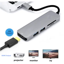 USB Type C to HDMI HDTV TV Cable SD/TF Adapter Converter For USB-C Phone Tablet