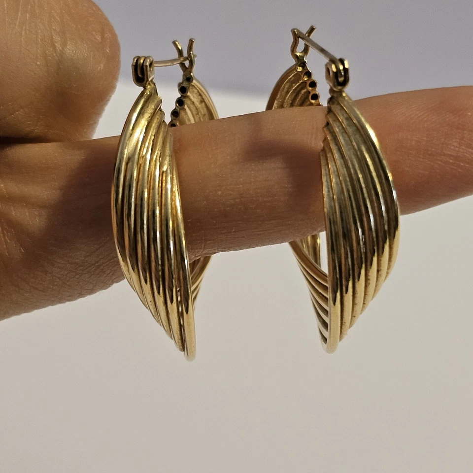 Deslumbrantes brincos de argola torcida de ouro 14ky 7,5 g - Imagem 2 de 4