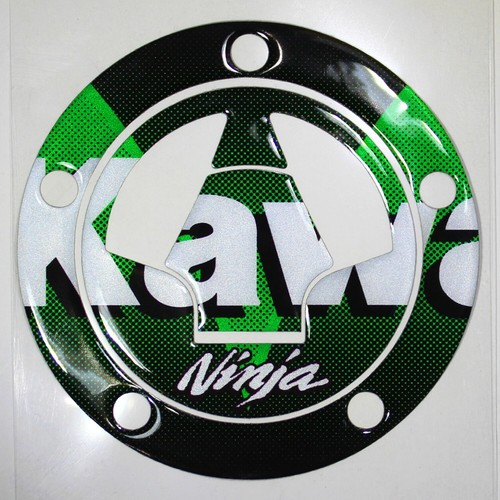 NINJA ZX-6R/10R/14R/650/Z1000 LOGO GAS TANK FUEL CAP COVER PROTECTOR PAD GREEN - Picture 5 of 5