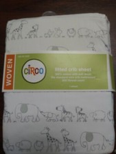 Circo Woven Fitted Crib Sheet, Gray Animals, 28inX52in. NWT